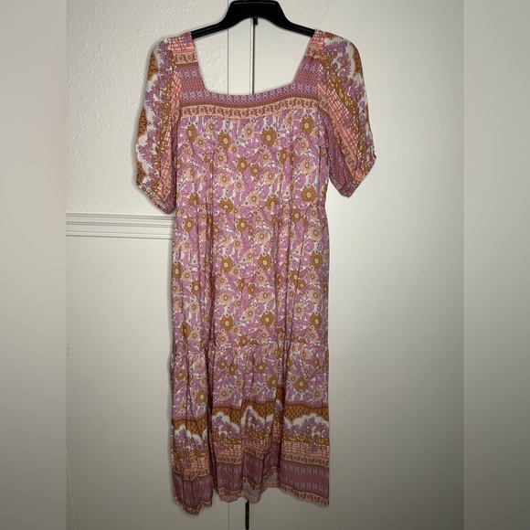 THML Pink and Brown Floral Midi Dress - Picture 3 of 7